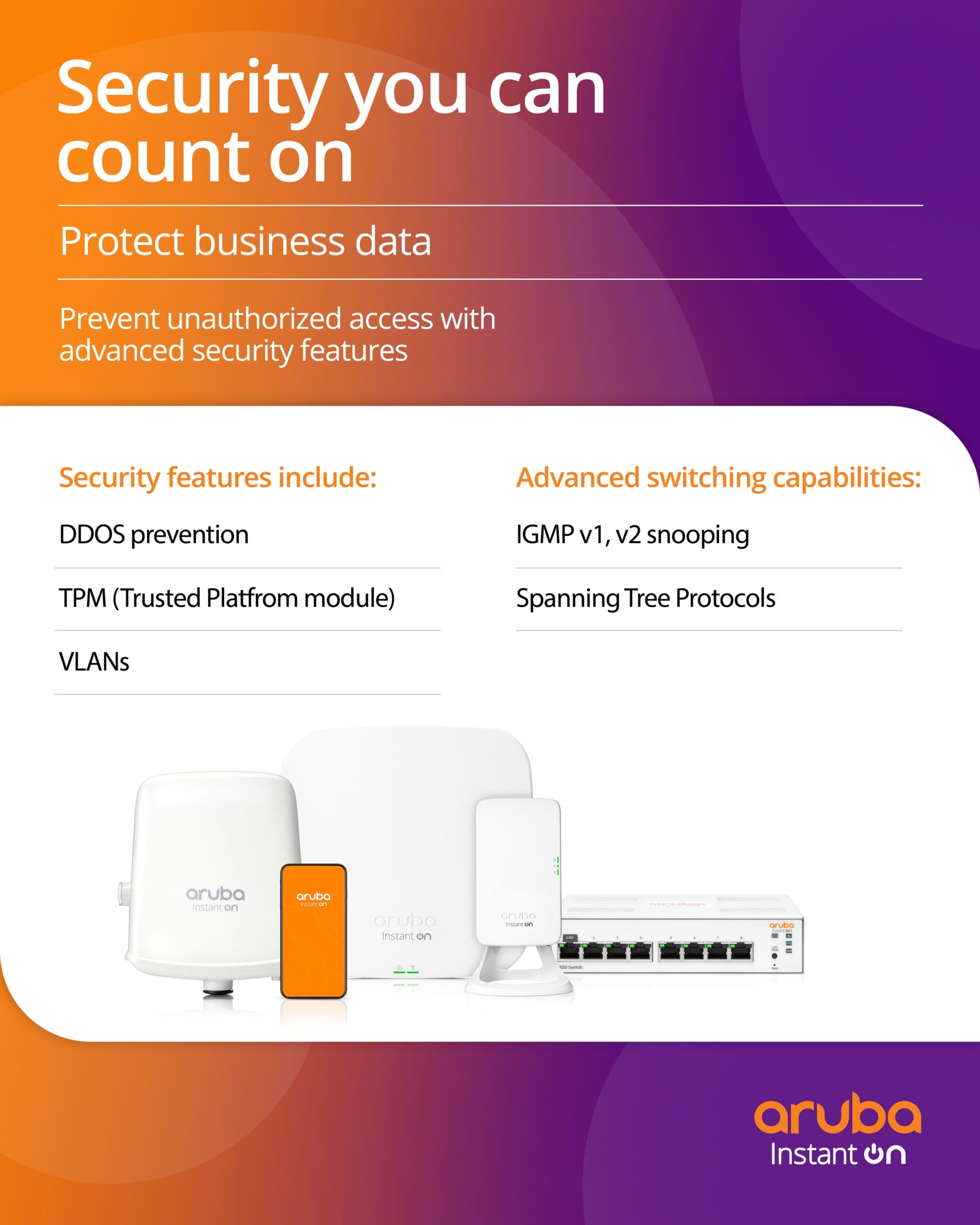 Aruba Instant On 1830 Series Security for SMB